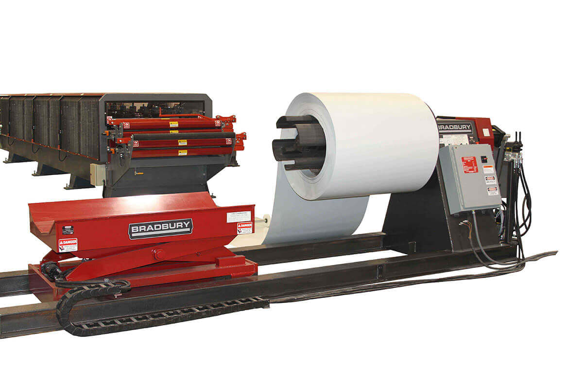 Bradbury Trim Shop uncoiler and coil car Bradbury Trim Shop uncoiler and coil car